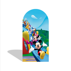 Mickey Mouse Happy Birthday Party Arch Backdrop Wall Cloth Cover