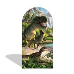 Dinosaur Cartoon Theme Happy Birthday Party Arch Backdrop Wall Cloth Cover