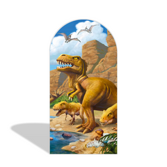 Dinosaur Cartoon Theme Happy Birthday Party Arch Backdrop Wall Cloth Cover