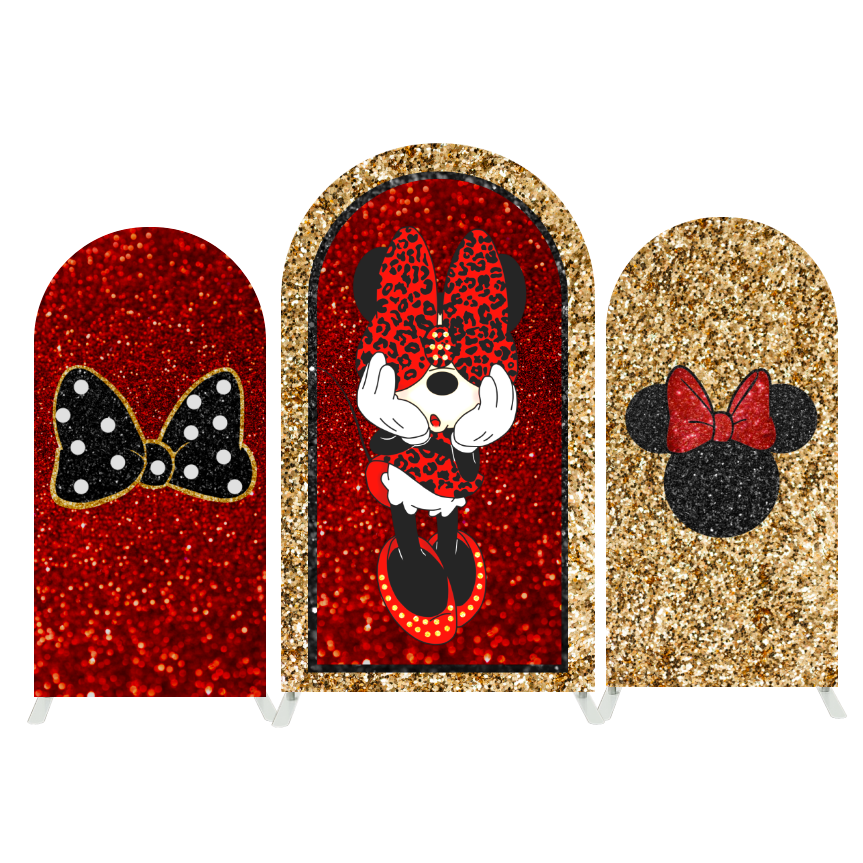 Glitter Minnie Happy Birthday Party Arch Backdrop Wall Cloth Cover