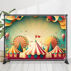 Lofaris 3D Style Red White Circus Tent Birthday Backdrop