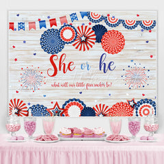 Lofaris 4Th of July Gender Reveal Baby Shower Wooden Backdrop