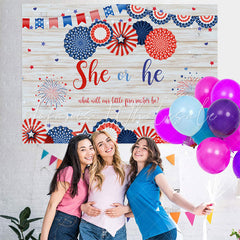 Lofaris 4Th of July Gender Reveal Baby Shower Wooden Backdrop