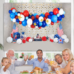 Lofaris 4Th Oh July Balloon Usa Flag Backdrop for Birthday