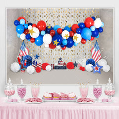 Lofaris 4Th Oh July Balloon Usa Flag Backdrop for Birthday