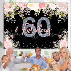 Lofaris 60 and Fabulous Pink Floral 60Th Birthday Backdrop