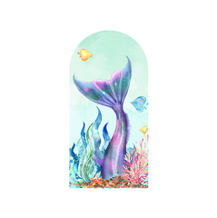 The Little Mermaid Happy Birthday Party Arch Backdrop Wall Cloth Cover