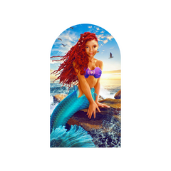 The Little Mermaid Happy Birthday Party Arch Backdrop Wall Cloth Cover