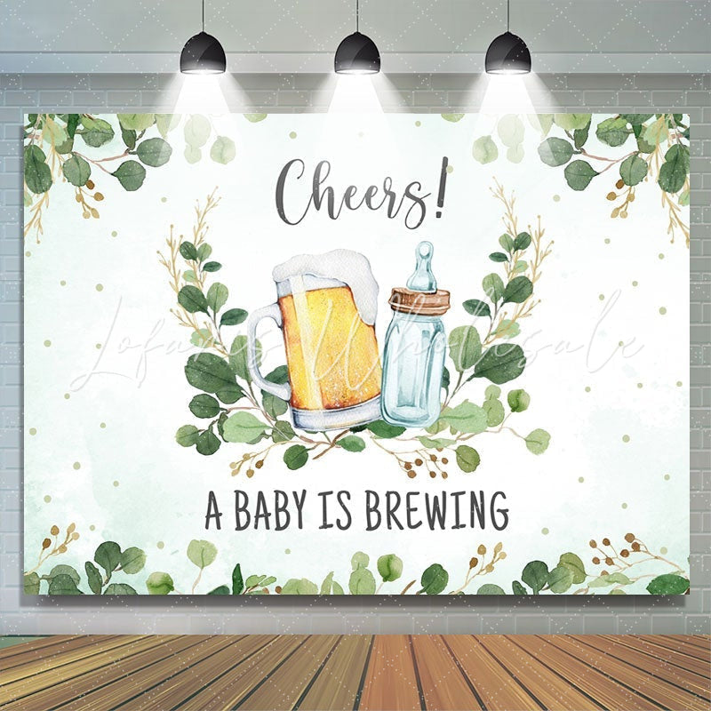 Lofaris A Baby is Brewing Feeding Bottle and Beer Shower Backdrop