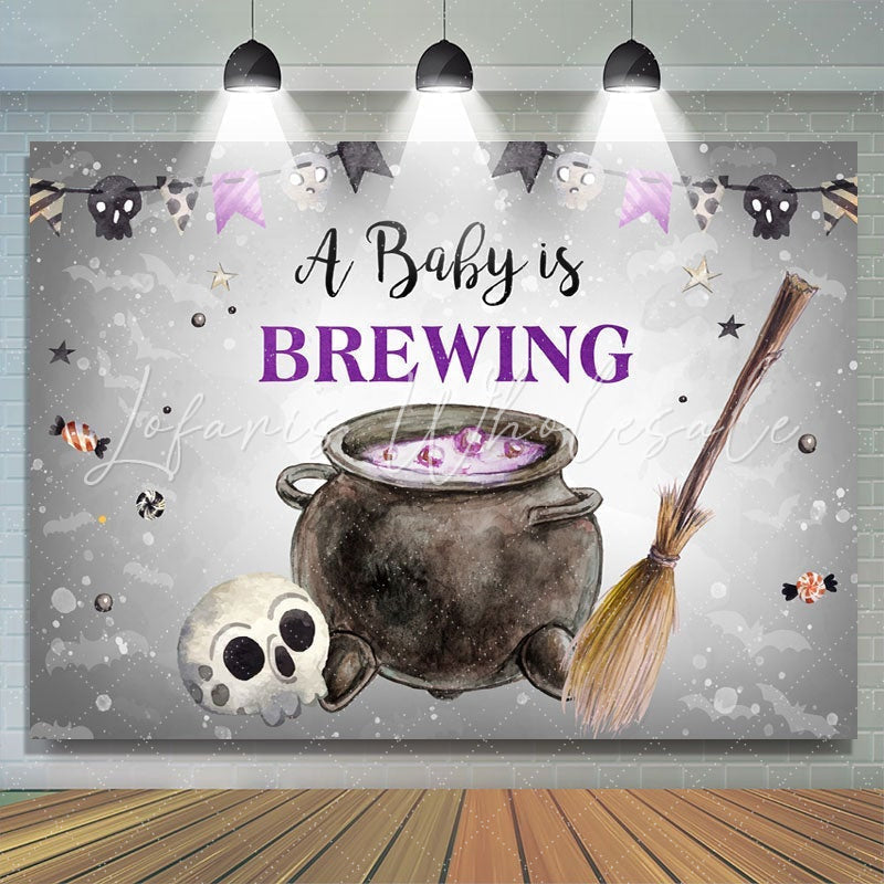 Lofaris A Baby Is Brewing Halloween Themed Shower Backdrop