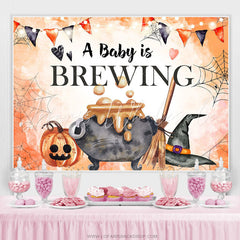 Lofaris A Baby Is Brewing Orange Backdrop Banner For Shower