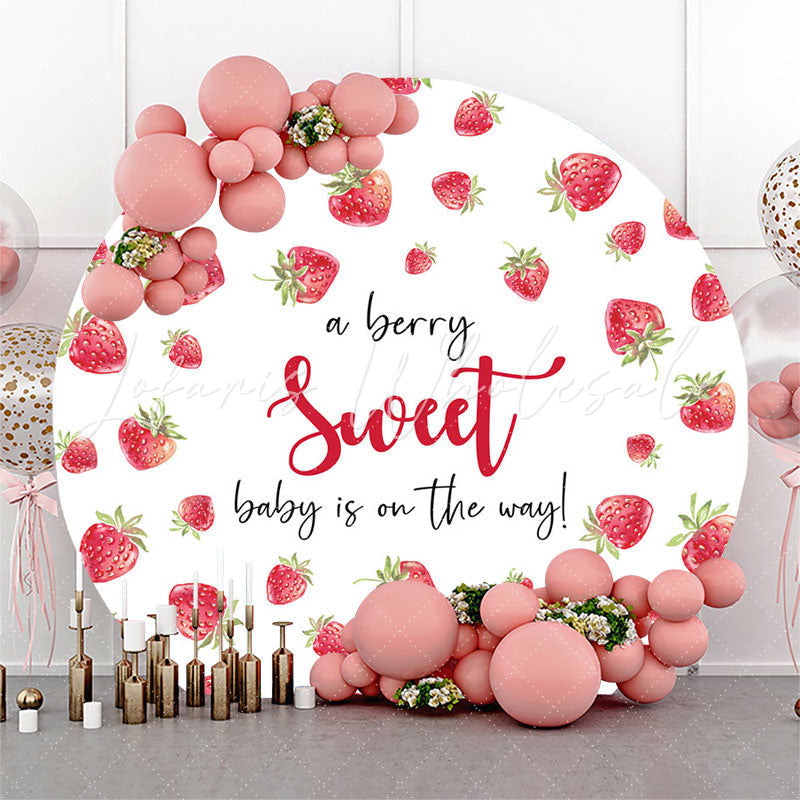 Lofaris A Berry Sweet Fruit White Round Baby Shower Backdrop