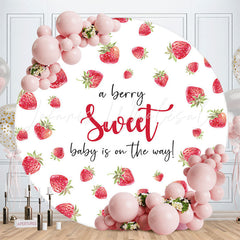 Lofaris A Berry Sweet Fruit White Round Baby Shower Backdrop