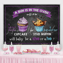 Lofaris A Bun Is In The Oven Purple Blue Baby Shower Backdrop