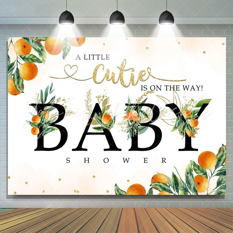 Lofaris A Cute Baby Orange Is On the Way Backdrop for Shower