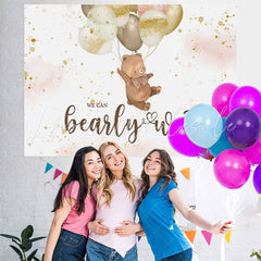 Lofaris A Cute Teddy Bear with Balloons Baby Shower Backdrop