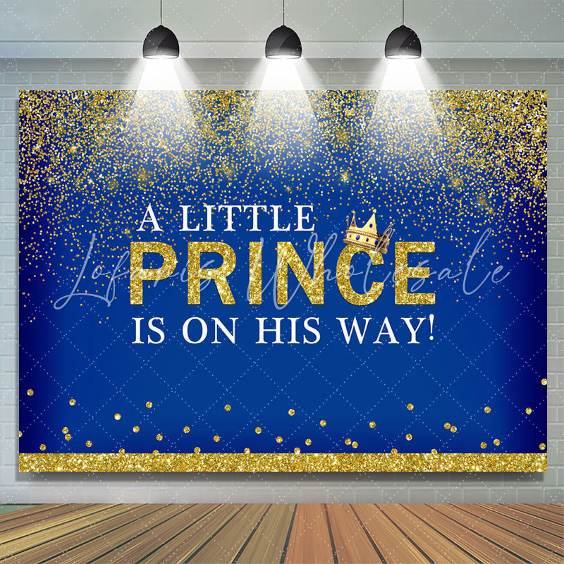 Lofaris A Litter Prince Glitter Blue Backdrop for Baby Shower