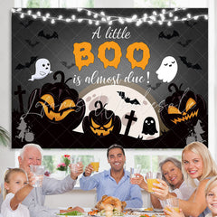 Lofaris A Little Boo Is Almost Due Black Halloween Backdrop