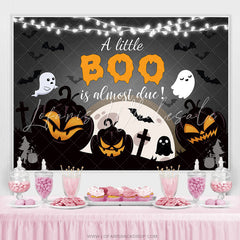 Lofaris A Little Boo Is Almost Due Black Halloween Backdrop