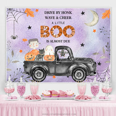 Lofaris A Little Boo Is Almost Due Purple Baby Shower Backdrop