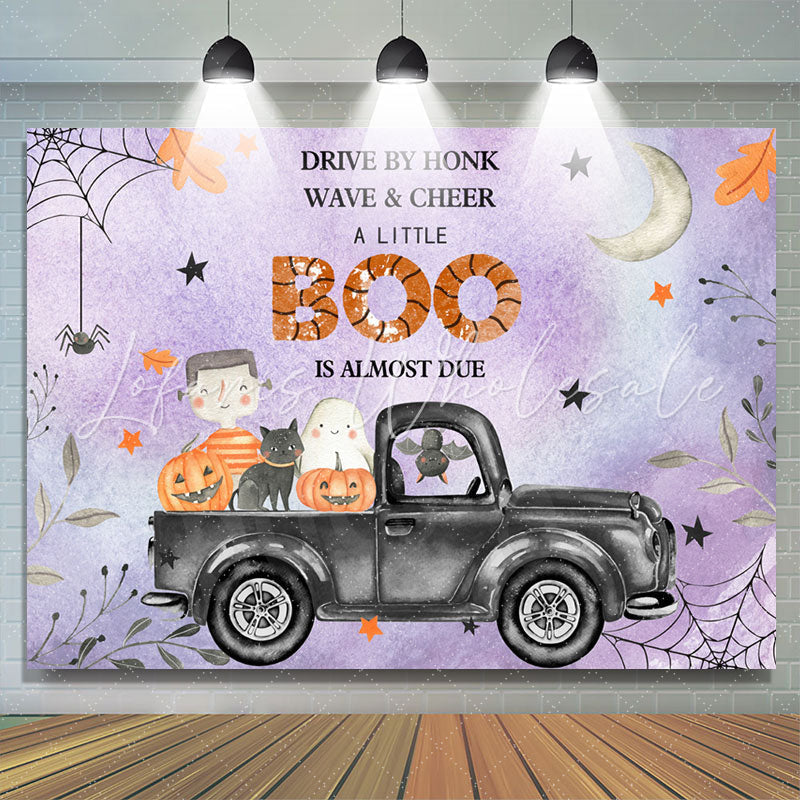 Lofaris A Little Boo Is Almost Due Purple Baby Shower Backdrop