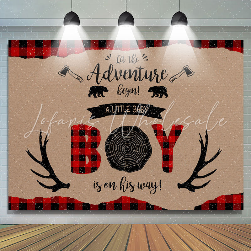 Lofaris A Little Boy Is On His Way Wood Baby Shower Backdrop