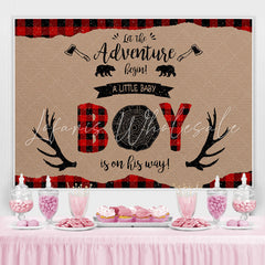 Lofaris A Little Boy Is On His Way Wood Baby Shower Backdrop