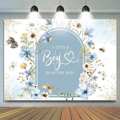 Lofaris A Little Boy On The Way Florals Baby Shower Backdrop