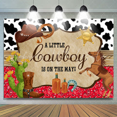 Lofaris A Little Cowboy Is On The Way Baby Shower Backdrop