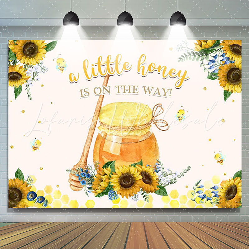 Lofaris A Little Honey Is On The Way Backdrop For Baby Shower