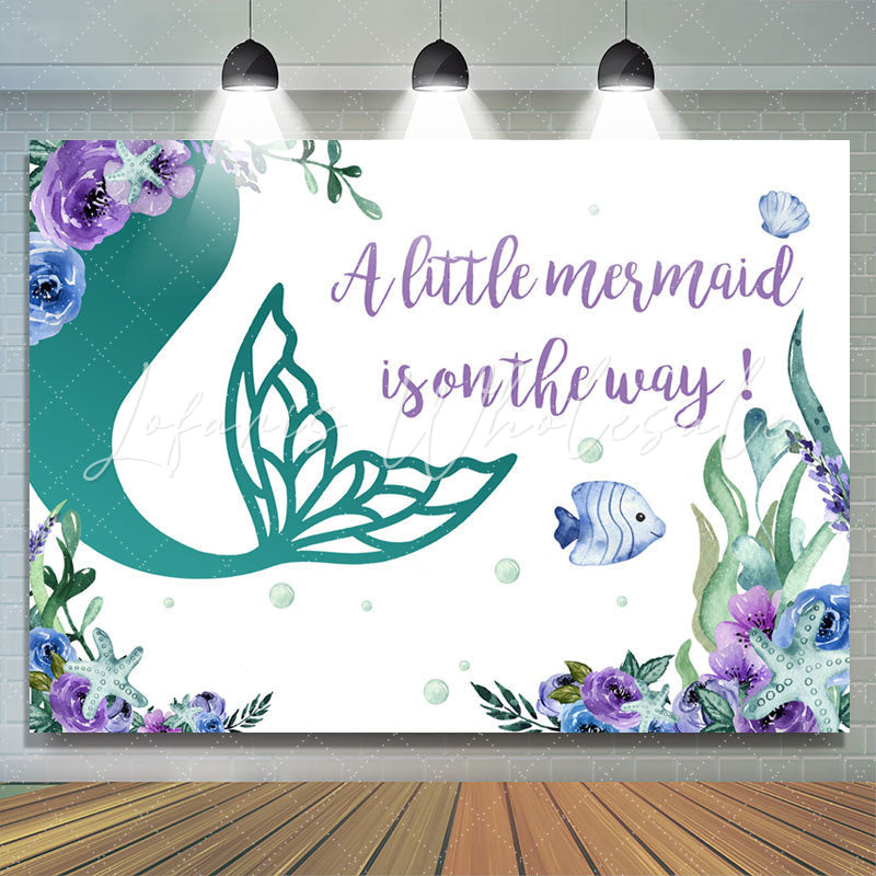 Lofaris A Little Mermaid Is On Thy Way Baby Shower Backdrop