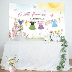 Lofaris A Little Princess Castle Floral Baby Shower Backdrop