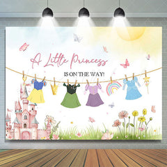 Lofaris A Little Princess Castle Floral Baby Shower Backdrop