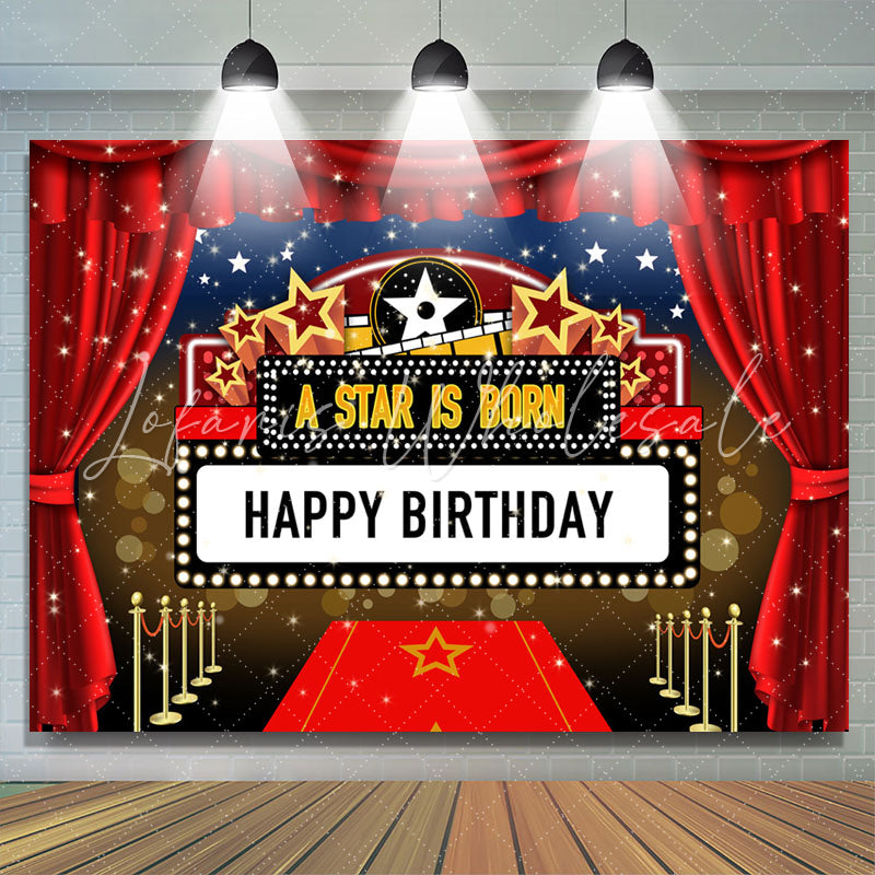 Lofaris A Star Is Born Red Curtain Happy Birthday Backdrop