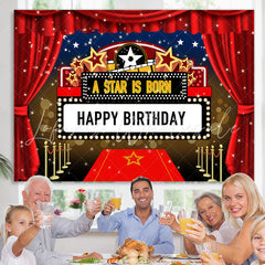 Lofaris A Star Is Born Red Curtain Happy Birthday Backdrop