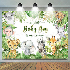 Lofaris A Sweet Baby Boy Is On His Way Animals Green Shower Backdrop