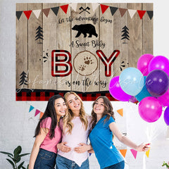 Lofaris A Sweet Boy Is On The Way Wooden Baby Shower Backdrop