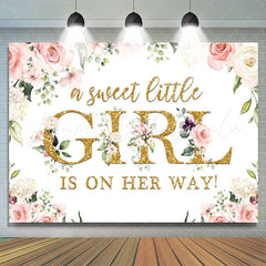 Lofaris A Sweet Little Girl Is On the Way Baby Shower Backdrop