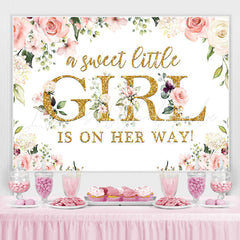 Lofaris A Sweet Little Girl Is On the Way Baby Shower Backdrop