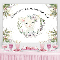 Lofaris A Sweet Little Lamb Is On The Way Baby Shower Backdrop