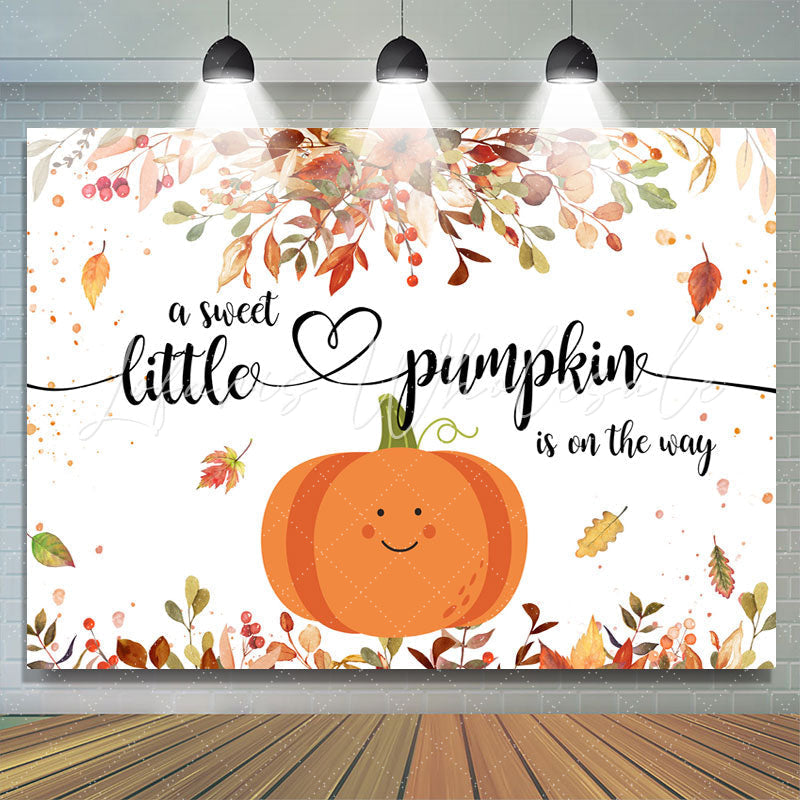 Lofaris Little Pumpkin And Yellow Leaves Baby Shower Backdrop