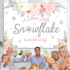 Lofaris A Sweet Snowflake Is On Her Way Baby Shower Backdrop