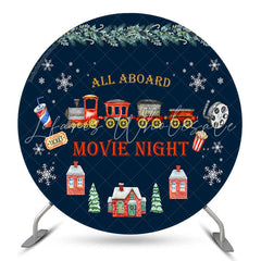 Lofaris Aboard Movie Night Christmas Round Birthday Backdrop