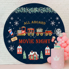 Lofaris Aboard Movie Night Christmas Round Birthday Backdrop