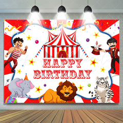 Lofaris Acrobatic Troupe Red White Happy Birthday Backdrop