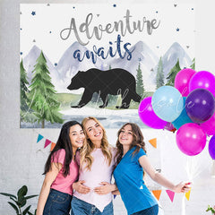 Lofaris Adventure A Wait With Bear Baby Shower Backdrop For Boy