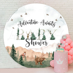 Lofaris Adventure Awaits Wild Round Baby Shower Backdrop