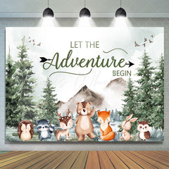 Lofaris Adventure Begin Forest Animals Baby Shower Backdrop