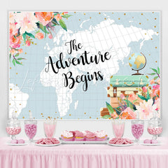 Lofaris Adventure with Flowers and Globe Baby Shower Backdrop