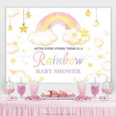 Lofaris After Storm There Is Rainbow Baby Shower Backdrop